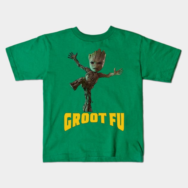 Groot Fu Kids T-Shirt by DistractedGeek